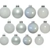 Decoris kerstballen - 42x - wit - glas - 5-6-7 cm