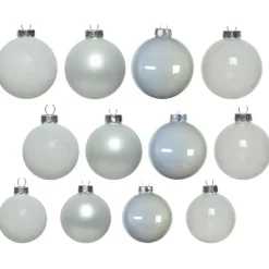 Decoris kerstballen - 42x - wit - glas - 5-6-7 cm