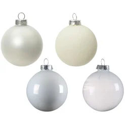 Decoris kerstballen - 42x - wit - glas - 5-6-7 cm