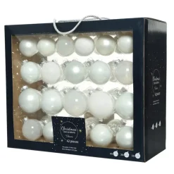 Decoris kerstballen - 42x - wit - glas - 5-6-7 cm