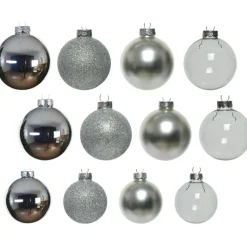 Decoris Kerstballen - 42x - zilver - 5-6-7 cm - glas