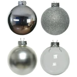 Decoris Kerstballen - 42x - zilver - 5-6-7 cm - glas
