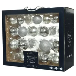 Decoris Kerstballen - 42x - zilver - 5-6-7 cm - glas