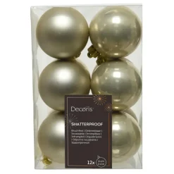Decoris Kerstballen - 12x -licht parel/champagne -6 cm -kunststof