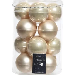 Decoris kerstballen - 16x stuks - glas - champagne - 8 cm