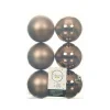 Decoris Kerstballen - 6x st - walnoot bruin - D8 cm - kunststof