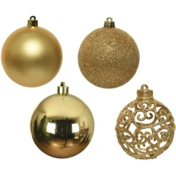 Decoris Kerstballen - 16x st - goud - D6 cm - kunststof