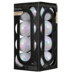 Decoris Kerstballen - 16x st - wit parelmoer - D4 cm - kunststof