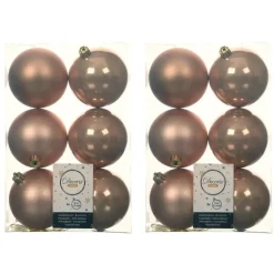 Decoris Kerstballen - 6x st - toffee bruin - D8 cm - kunststof