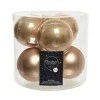 Decoris Kerstballen - 6x st - toffee bruin - 8 cm - glas