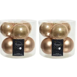 Decoris Kerstballen - 6x st - toffee bruin - 8 cm - glas
