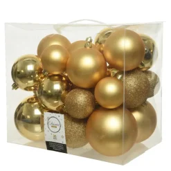 Decoris Kerstballen - 26x st - goud - 6-8-10 cm