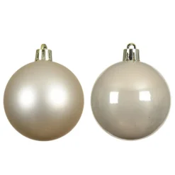 Decoris kerstballen - 6x st - champagne - 8 cm - kunststof