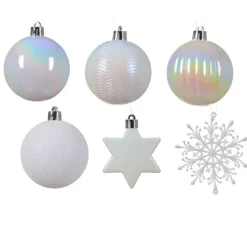 Decoris kerstballen en ornamenten - 40x - kunststof - parelmoer wit - mix