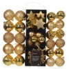 Decoris kerstballen en ornamenten - 40x - kunststof - goud - mix