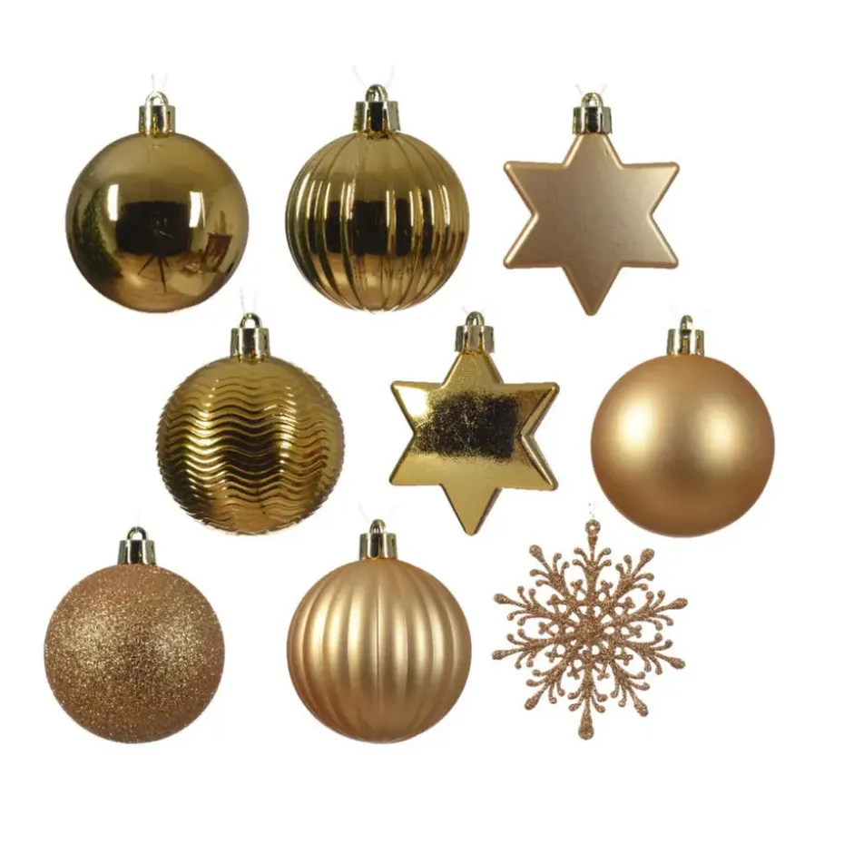 Decoris kerstballen en ornamenten - 40x - kunststof - goud - mix