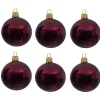 Decoris Kerstballen set - 6x stuks - donker rood - glas - 6 cm