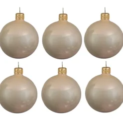 Decoris Kerstballen set - 6x stuks - parel/champagne - 6 cm