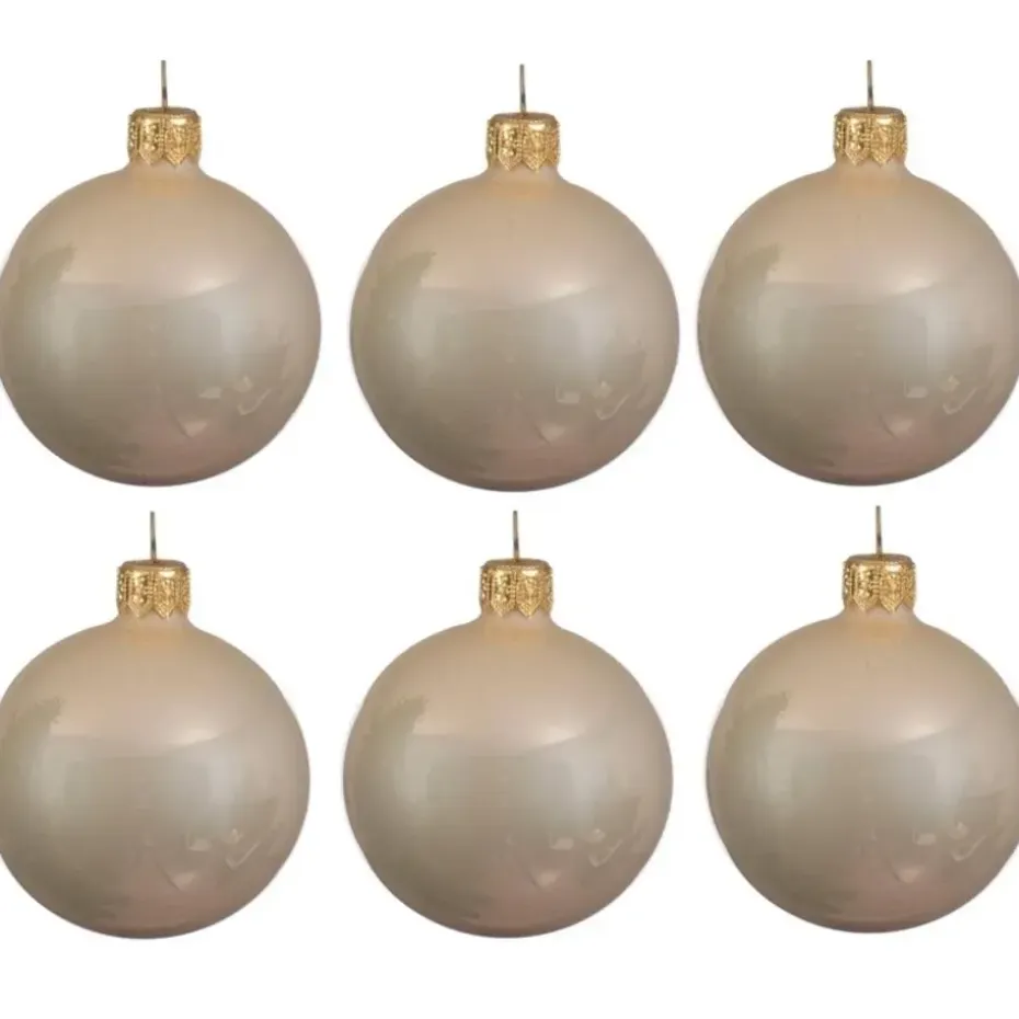 Decoris Kerstballen set - 6x stuks - parel/champagne - 6 cm