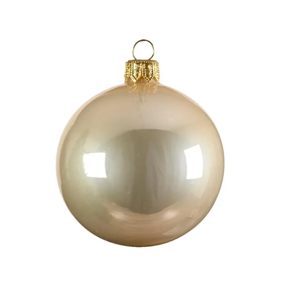 Decoris Kerstballen set - 6x stuks - parel/champagne - 6 cm