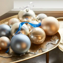 Decoris Kerstballen set - 6x stuks - parel/champagne - 6 cm