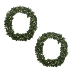 Decoris Kerstkrans - groen - warm verlichting - timer - 60 cm