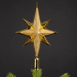 Decoris kerstpiek ster - goud - kunststof - 25,5 cm