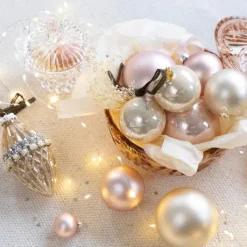 Decoris Kleine kerstballen - 18x - champagne - D4 cm - glas