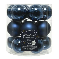 Decoris Kleine kerstballen - 18x - donkerblauw - D4 cm - glas