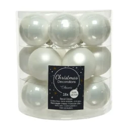 Decoris Kleine kerstballen - 18x - wit - D4 cm - glas