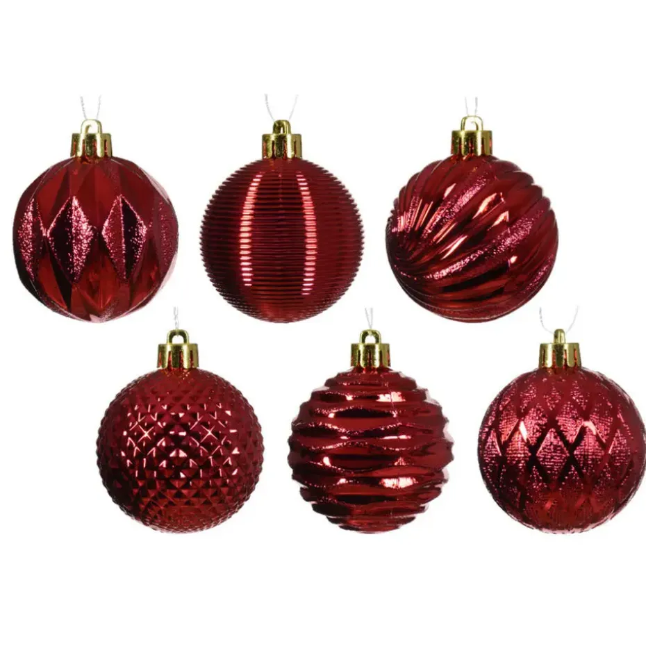 Decoris kunststof kerstballen luxe- 12x- 8 cm -rood