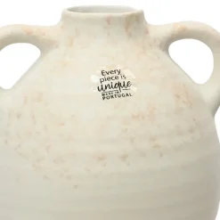 Decoris Vaas kruik model - terracotta - wit - D17 x H17 - vintage