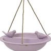 Decoris Vogelbad - bamboe hout - lila paars - drinkschaal - 27 cm