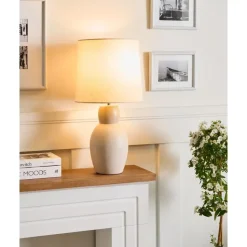 DEDURU - Tafellamp - Beige - Keramiek