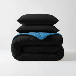 Dekbed zonder Overtrek Diamond 240x200 – Met Kussenslopen– Wasbaar – Zwart/Blauw