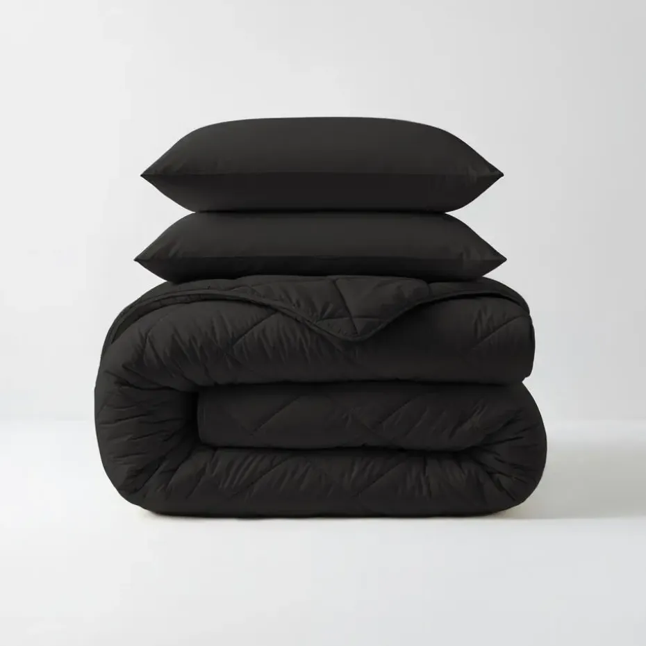 Dekbed zonder Overtrek Diamond 200x200 – Incl. Kussenslopen – Wasbaar – Zwart