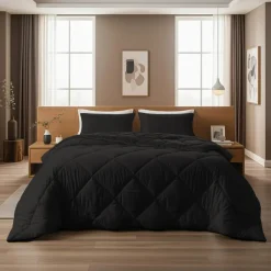 Dekbed zonder Overtrek Diamond 200x200 – Incl. Kussenslopen – Wasbaar – Zwart