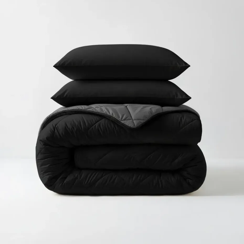 Dekbed zonder Overtrek Diamond 140x200 – Incl. Kussenslopen – Wasbaar – Zwart