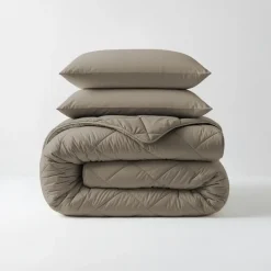 Dekbed zonder Overtrek Diamond 200x200 – Incl. Kussenslopen – Wasbaar – Taupe