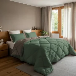 Dekbed zonder Overtrek Diamond 200x200 – Met Kussenslopen – Wasbaar – Groen/Kaki