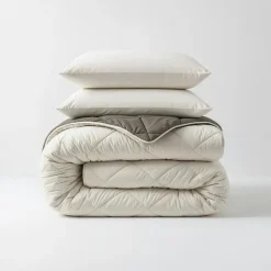 Dekbed zonder Overtrek Diamond 140x200 – Met Kussenslopen – Wasbaar – Crème/Kaki