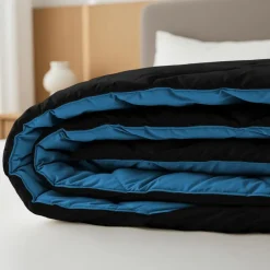 Dekbed zonder Overtrek Diamond 200x200 – Met Kussenslopen– Wasbaar – Zwart/Blauw