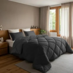 Dekbed zonder Overtrek Diamond 200x200 – Met Kussenslopen – Wasbaar – Antraciet