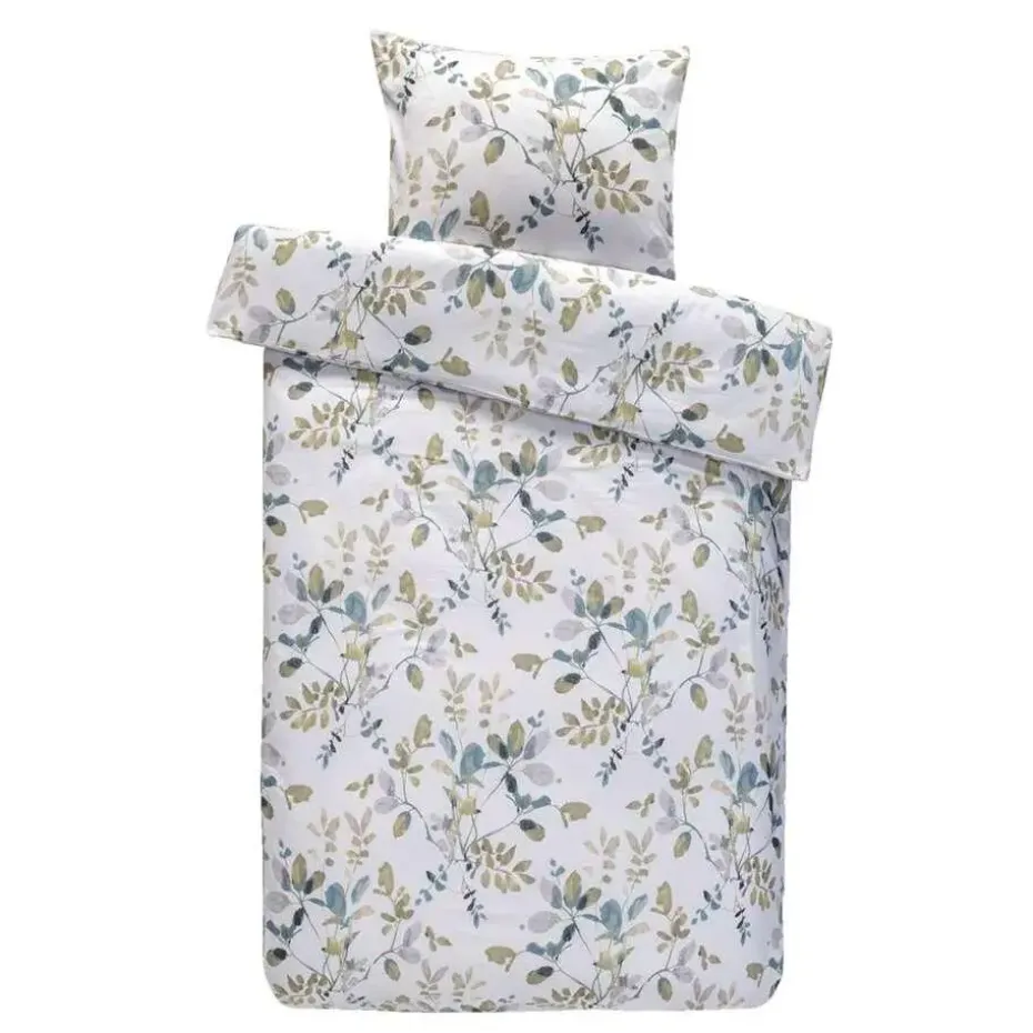 Dekbedovertrek Carlijn botanisch - wit/groen - 140x200/220 cm
