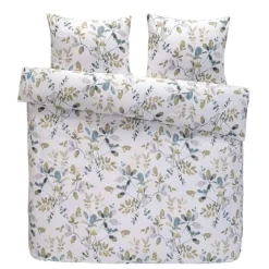Dekbedovertrek Carlijn botanisch - wit/groen - 240x200/220 cm