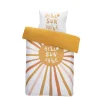 Dekbedovertrek Ella - wit/oker - 140x200 cm