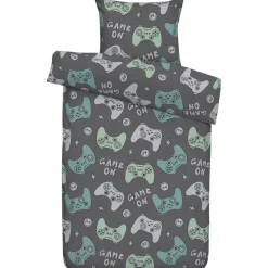 Dekbedovertrek Faas - antraciet/groen - 140x200/220 cm