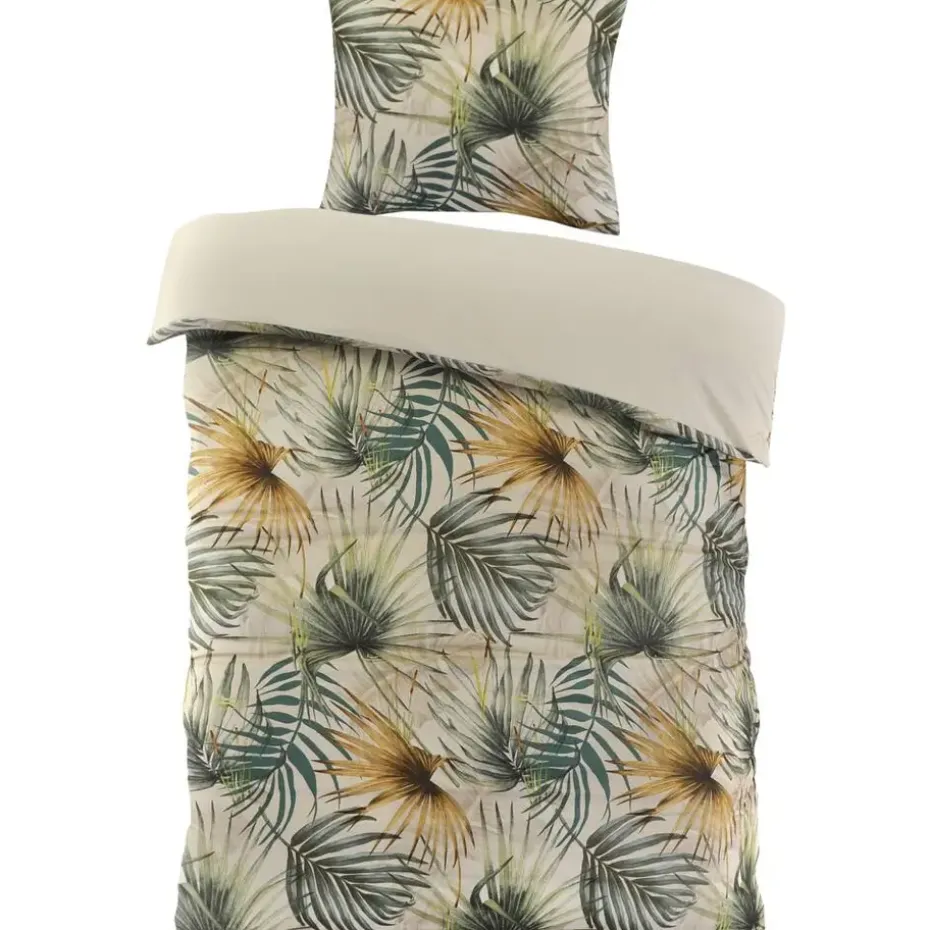 Dekbedovertrek Fenna - zand/groen 140x220 cm