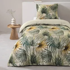 Dekbedovertrek Fenna - zand/groen 140x220 cm