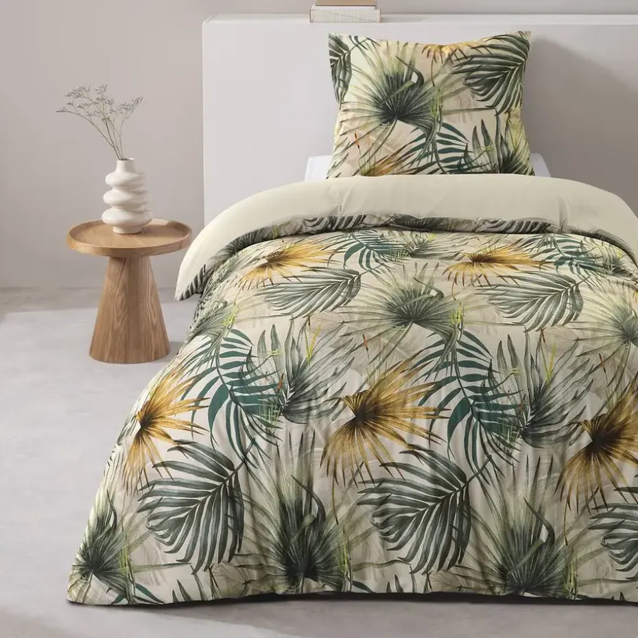 Dekbedovertrek Fenna - zand/groen 140x220 cm